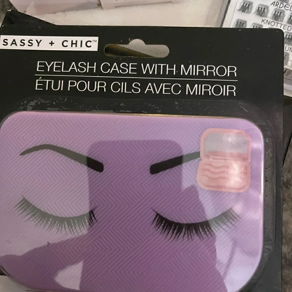 False eyelash lash extension lot + storage & flesh eyeshadow lot